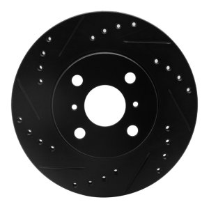 Chevrolet Prizm Brake Rotor (1) - Front Left - R1 Concepts - Drilled & Slotted - Black - `93-`02